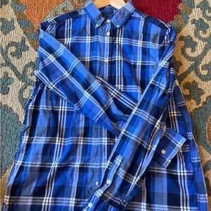 Polo by Ralph Lauren blue plaid long sleeve button down dress shirt Boys XL